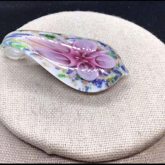 Vintage Costume Murano Glass Floral Pendant - Picture 2 of 3